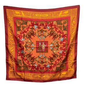 Hermes Carré 90 EARLY AMERICA Red Silk Scarf  Boxed NWT